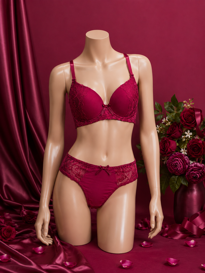 Blush Royale || Lace Push-Up Bra & Bikini Panty Set